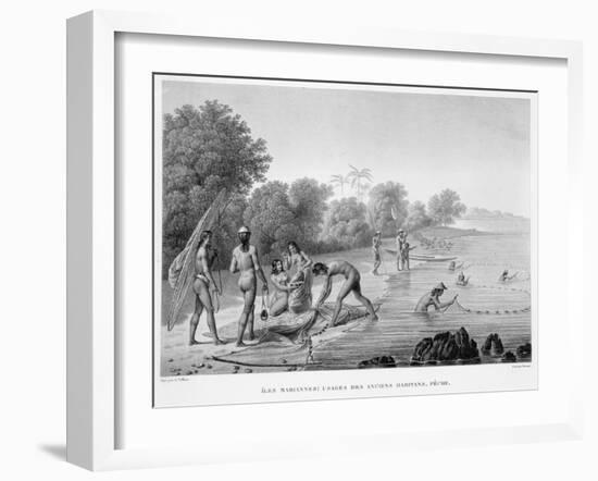 Marianas Islands: Fishing Practices of the Ancient Inhabitants Book Illustration-null-Framed Giclee Print
