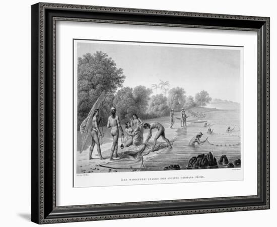 Marianas Islands: Fishing Practices of the Ancient Inhabitants Book Illustration-null-Framed Giclee Print