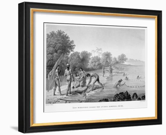 Marianas Islands: Fishing Practices of the Ancient Inhabitants Book Illustration-null-Framed Giclee Print