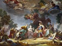 Romulus is Welcomed in Olympus by Jupiter. Detail of “Apotheosis of Romulus  1775 -1779, Fresco-Mariano Rossi-Giclee Print