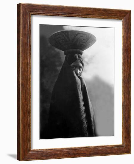 Maricopa Girl with Basket-Edward S^ Curtis-Framed Giclee Print