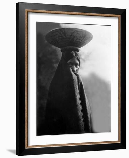 Maricopa Girl with Basket-Edward S^ Curtis-Framed Giclee Print