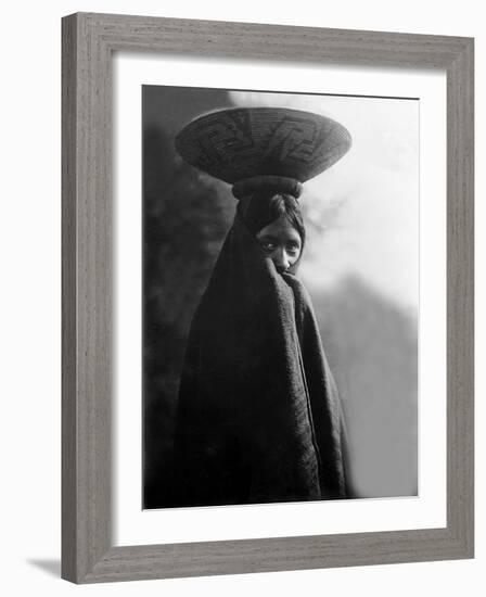 Maricopa Girl with Basket-Edward S^ Curtis-Framed Giclee Print