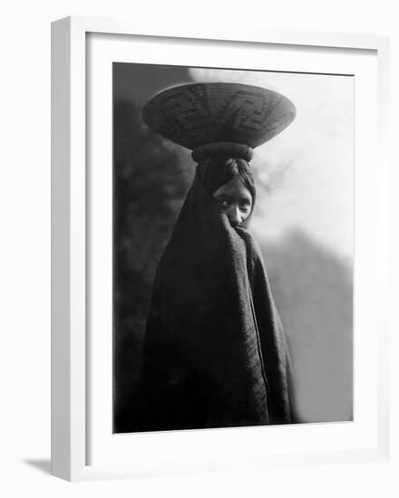 Maricopa Girl with Basket-Edward S^ Curtis-Framed Giclee Print