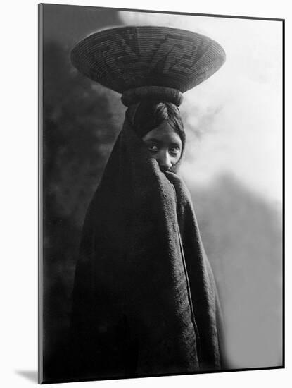 Maricopa Girl with Basket-Edward S^ Curtis-Mounted Giclee Print