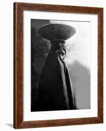 Maricopa Girl with Basket-Edward S^ Curtis-Framed Giclee Print