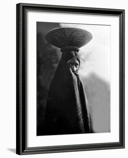 Maricopa Girl with Basket-Edward S^ Curtis-Framed Giclee Print