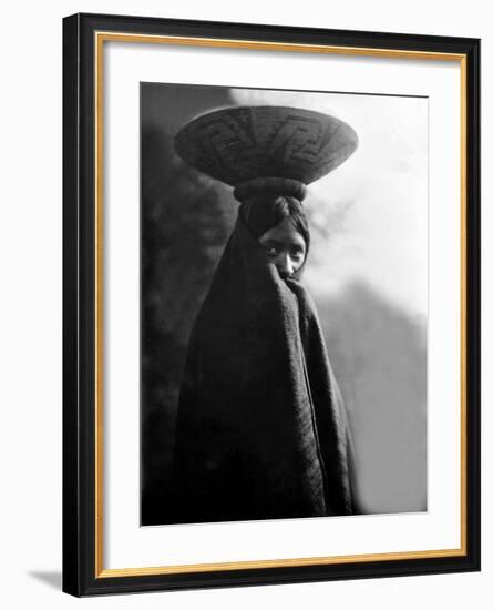 Maricopa Girl with Basket-Edward S^ Curtis-Framed Giclee Print