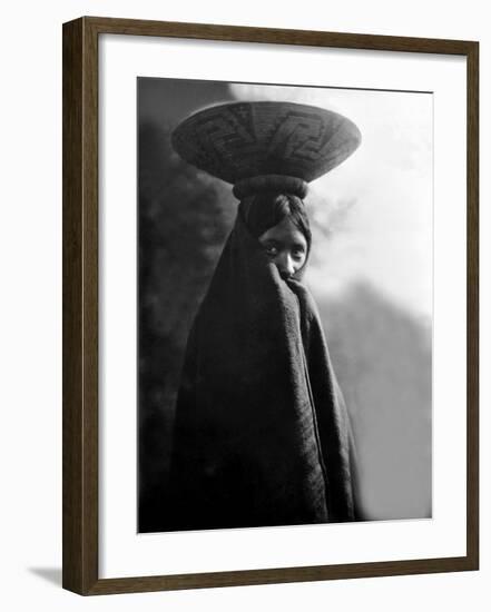 Maricopa Girl with Basket-Edward S^ Curtis-Framed Giclee Print