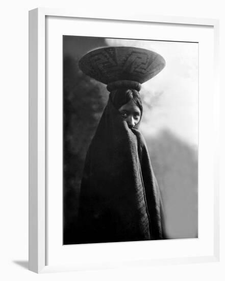 Maricopa Girl with Basket-Edward S^ Curtis-Framed Giclee Print