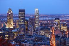 Montreal Skyline by Night. Dusk Cityscape Image of Montreal Downtown, Quebec, Canada.-Maridav-Framed Photographic Print