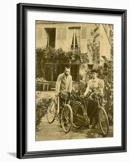 Marie and Pierre Curie the Two Scientists Set out on a Sunday Afternoon Cycle Ride-null-Framed Photographic Print