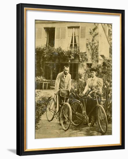 Marie and Pierre Curie the Two Scientists Set out on a Sunday Afternoon Cycle Ride-null-Framed Photographic Print