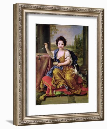 Marie-Anne De Bourbon (1666-1739) Mademoiselle De Blois, Blowing Soap Bubbles-Pierre Mignard-Framed Giclee Print