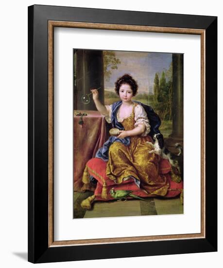 Marie-Anne De Bourbon (1666-1739) Mademoiselle De Blois, Blowing Soap Bubbles-Pierre Mignard-Framed Giclee Print