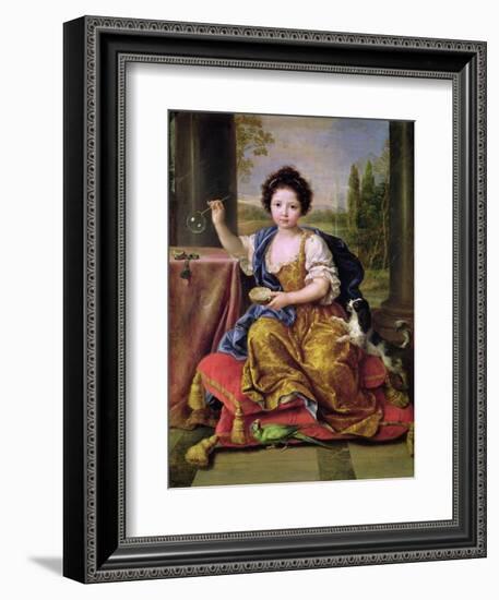 Marie-Anne De Bourbon (1666-1739) Mademoiselle De Blois, Blowing Soap Bubbles-Pierre Mignard-Framed Giclee Print