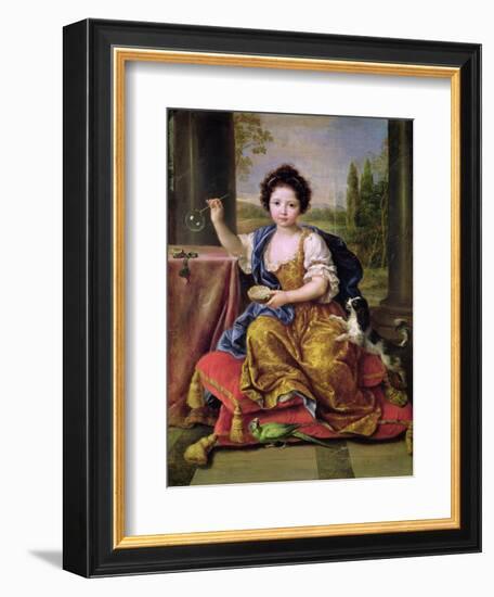 Marie-Anne De Bourbon (1666-1739) Mademoiselle De Blois, Blowing Soap Bubbles-Pierre Mignard-Framed Giclee Print