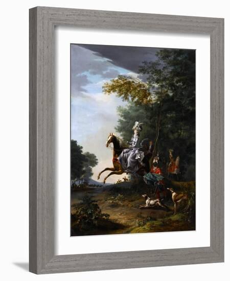 Marie-Antoinette (1755-179) Hunting with Dogs-Louis-Auguste Brun de Versoix-Framed Giclee Print