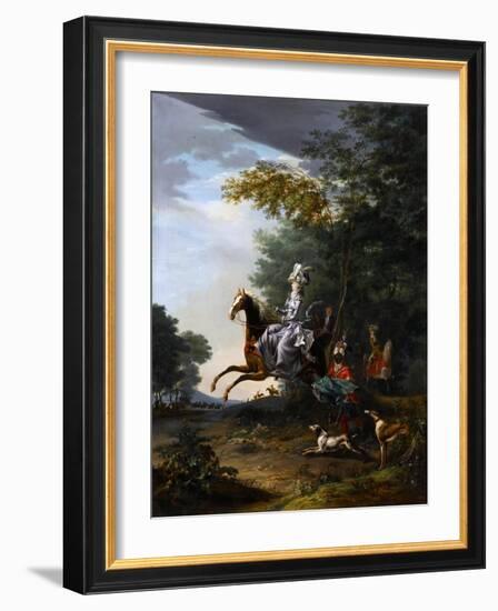 Marie-Antoinette (1755-179) Hunting with Dogs-Louis-Auguste Brun de Versoix-Framed Giclee Print