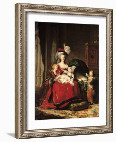 Marie-Antoinette (1755-93) and Her Four Children, 1787-Elisabeth Louise Vigee-LeBrun-Framed Giclee Print