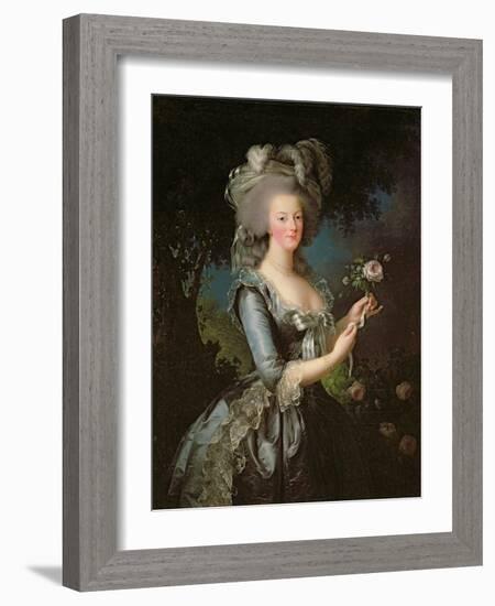 Marie Antoinette (1755-93) with a Rose, 1783-Elisabeth Louise Vigee-LeBrun-Framed Giclee Print