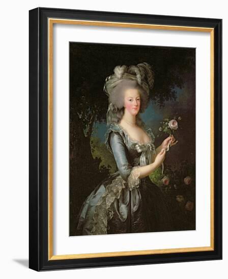 Marie Antoinette (1755-93) with a Rose, 1783-Elisabeth Louise Vigee-LeBrun-Framed Giclee Print