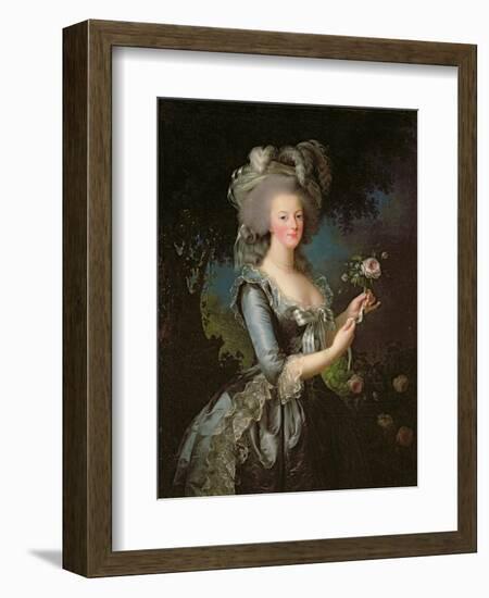 Marie Antoinette (1755-93) with a Rose, 1783-Elisabeth Louise Vigee-LeBrun-Framed Giclee Print