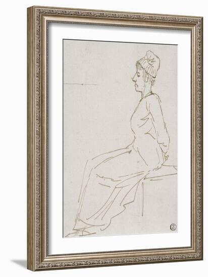 Marie-Antoinette conduite au supplice le 16 octobre 1793 avec notes manuscrites.-Jacques-Louis David-Framed Giclee Print