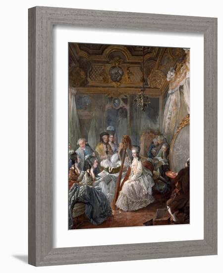 Marie Antoinette Playing the Harp-Jean-Baptiste André Gautier Dagoty-Framed Giclee Print