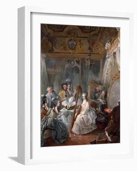 Marie Antoinette Playing the Harp-Jean-Baptiste André Gautier Dagoty-Framed Giclee Print