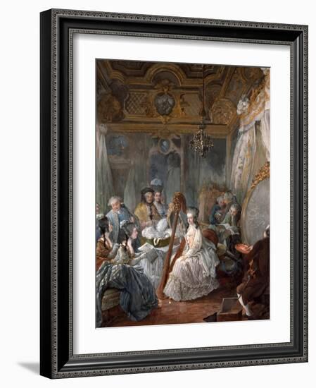 Marie Antoinette Playing the Harp-Jean-Baptiste André Gautier Dagoty-Framed Giclee Print