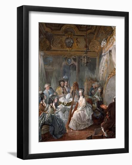 Marie Antoinette Playing the Harp-Jean-Baptiste André Gautier Dagoty-Framed Premium Giclee Print