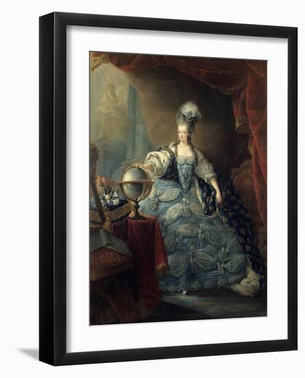 Marie Antoinette, Queen of France with Globe, 1775-Jean Baptiste Andre Gautier d'Agoty-Framed Art Print