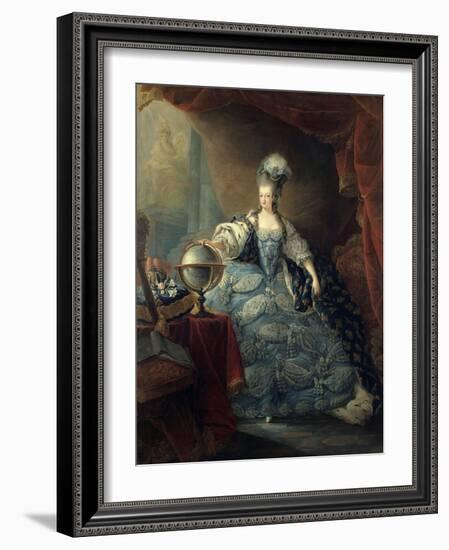 Marie Antoinette, Queen of France with Globe, 1775-Jean Baptiste Andre Gautier d'Agoty-Framed Art Print