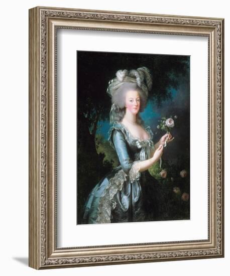 Marie-Antoinette with a Rose-Elisabeth Vigee-Lebrun-Framed Giclee Print