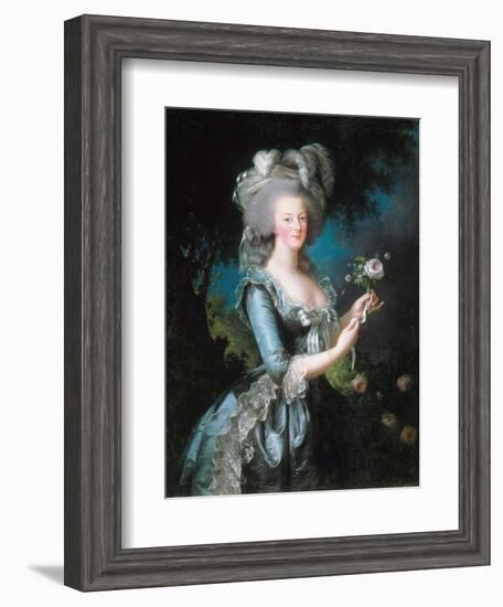 Marie-Antoinette with a Rose-Elisabeth Vigee-Lebrun-Framed Giclee Print