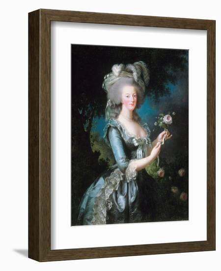 Marie-Antoinette with a Rose-Elisabeth Vigee-Lebrun-Framed Giclee Print