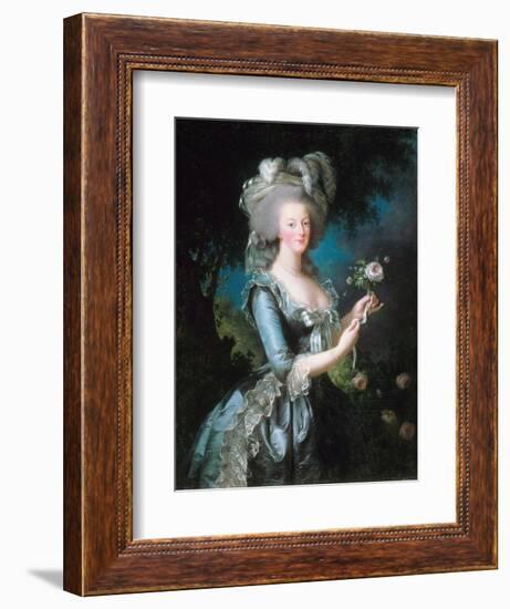 Marie-Antoinette with a Rose-Elisabeth Vigee-Lebrun-Framed Giclee Print