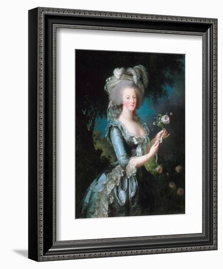 Marie-Antoinette with a Rose-Elisabeth Vigee-Lebrun-Framed Giclee Print