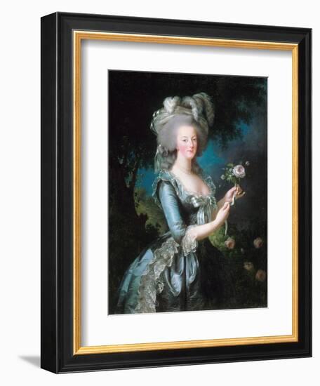 Marie-Antoinette with a Rose-Elisabeth Vigee-Lebrun-Framed Giclee Print