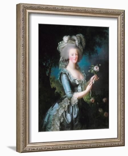 Marie-Antoinette with a Rose-Elisabeth Vigee-Lebrun-Framed Giclee Print