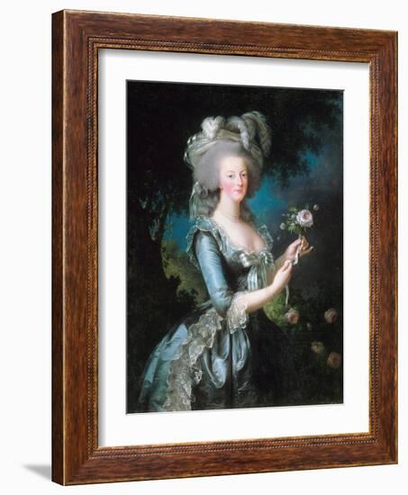 Marie-Antoinette with a Rose-Elisabeth Vigee-Lebrun-Framed Giclee Print