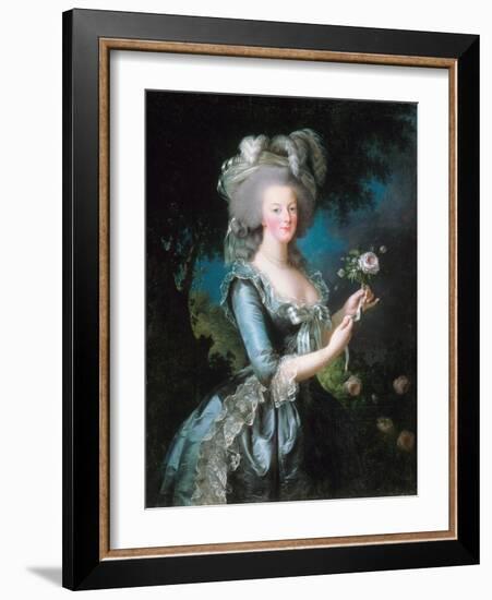 Marie-Antoinette with a Rose-Elisabeth Vigee-Lebrun-Framed Giclee Print