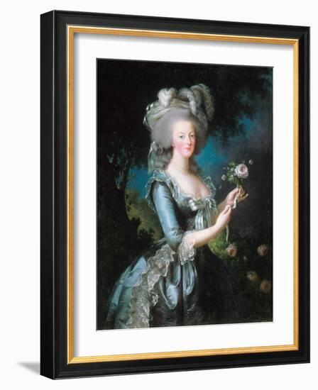 Marie-Antoinette with a Rose-Elisabeth Vigee-Lebrun-Framed Giclee Print