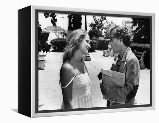 Marie-Christine Barrault and Woody Allen STARDUST MEMORIES, 1980 directed by Woody Allen (b/w photo-null-Framed Stretched Canvas