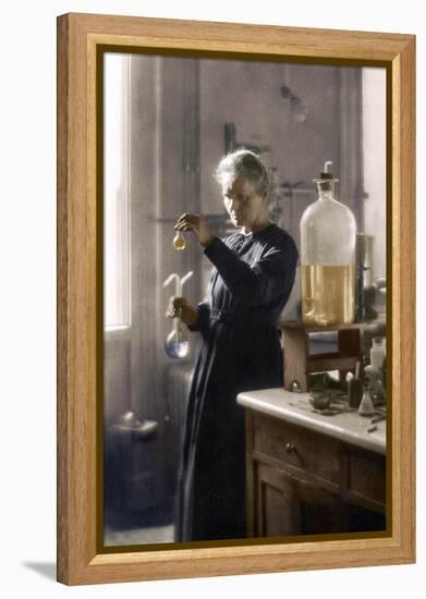 Marie Curie in her laboratory, 1925 (colourized photo)-null-Framed Premier Image Canvas