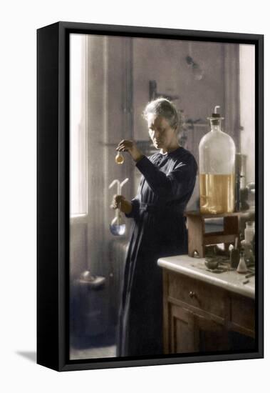 Marie Curie in her laboratory, 1925 (colourized photo)-null-Framed Premier Image Canvas