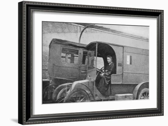 Marie Curie, Polish-Born French Physicist, Driving a Car Converted into a Radiological Unit, 1914-null-Framed Giclee Print