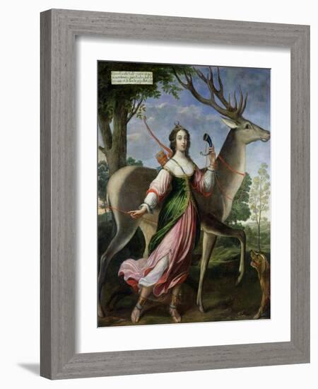 Marie De Rohan-Montbazon (1600-79) Duchess of Chevreuse as Diana the Huntress-Claude Deruet-Framed Giclee Print