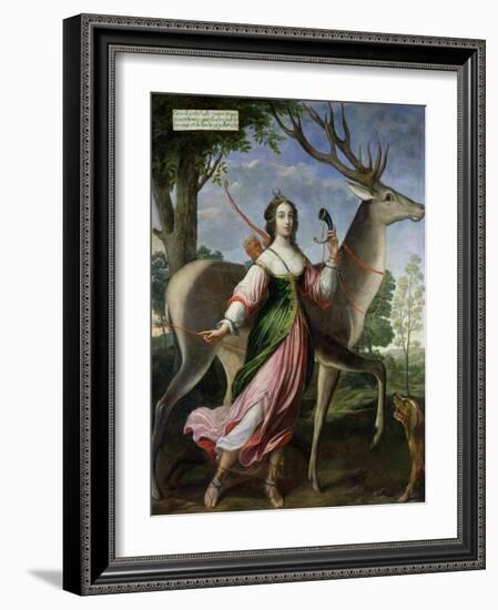 Marie De Rohan-Montbazon (1600-79) Duchess of Chevreuse as Diana the Huntress-Claude Deruet-Framed Giclee Print